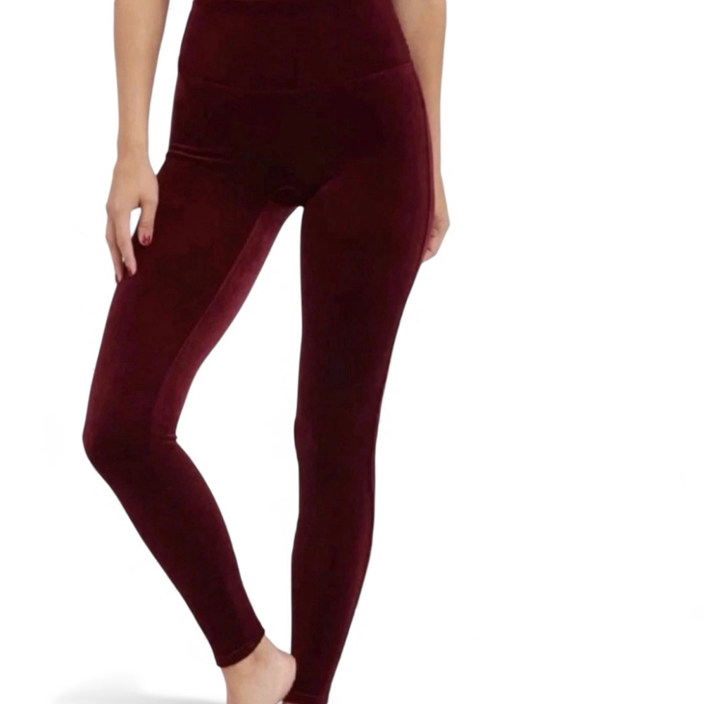 SPANX Women’s Burgundy Velvet Leggings Size‎ Large
